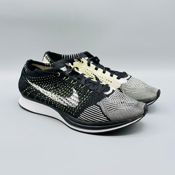 Nike Shoes Mens 8.5 Black Gray Flyknit Racer Volt Running Sneakers Comfort - Picture 2 of 11